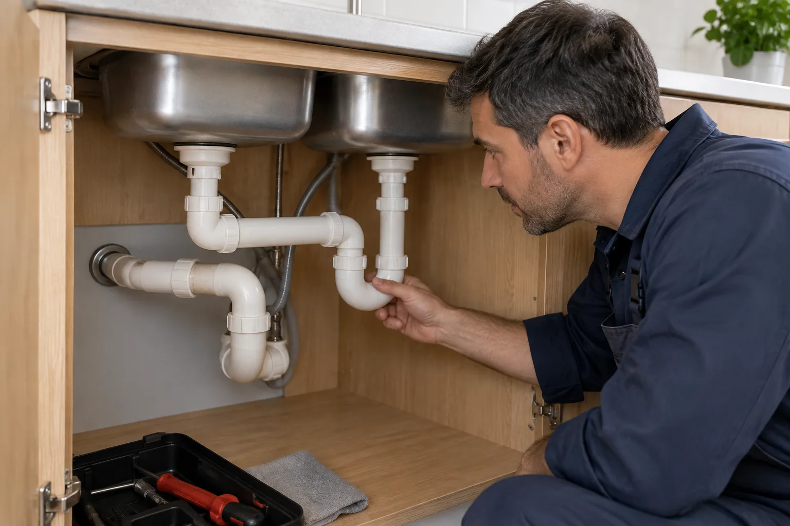 Lavabo altındaki gider borusunun yön ve bağlantılarının incelenmesi
