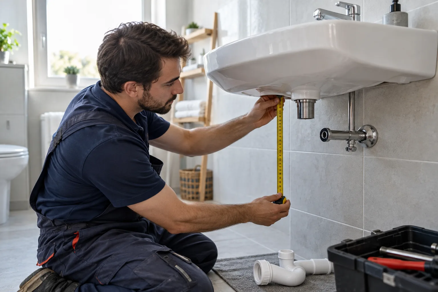 Lavabo altında sifon için gereken alanın ölçülmesi
