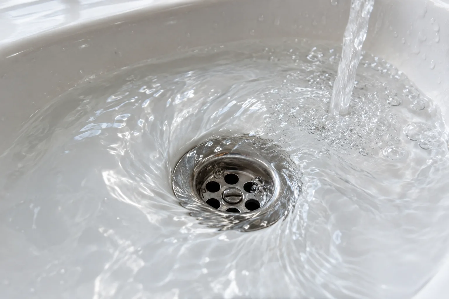 Lavabo giderinde su boşalırken görülen küçük hava kabarcıkları