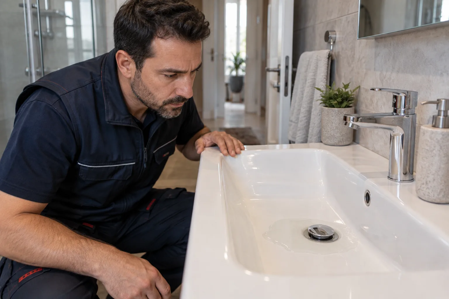 Lavabo yüzeyinde kalan küçük su gölcüğünün değerlendirilmesi