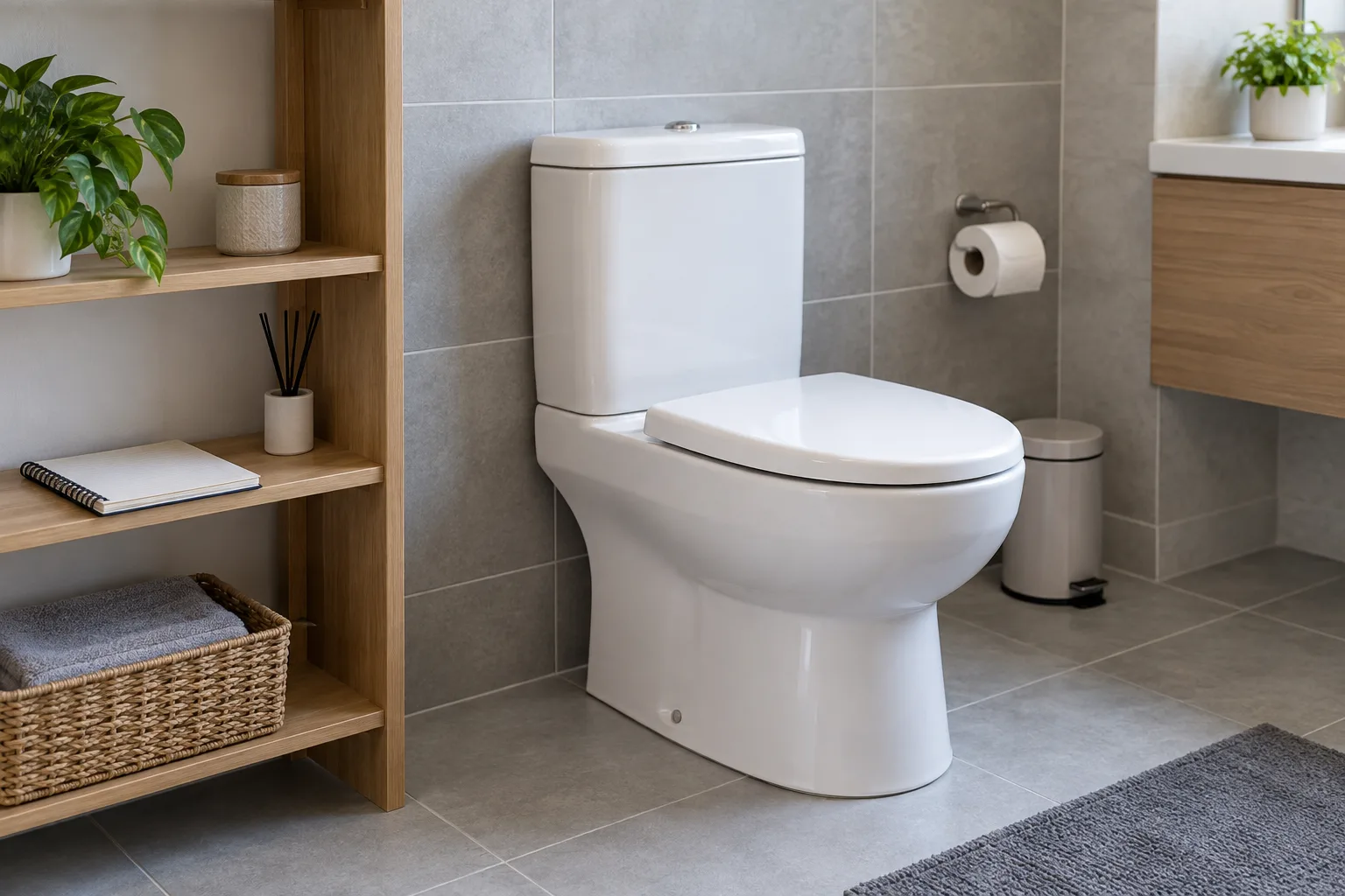Klozet ve dış bağlantı bölgelerinin banyo içindeki genel görünümü