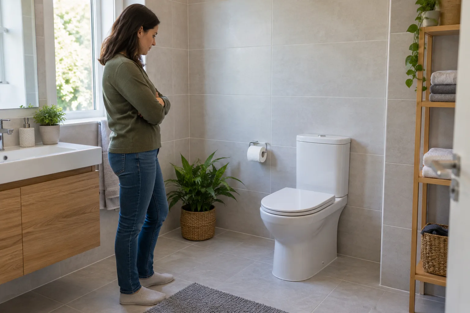 Klozet çanağını dışarıdan gözleyen kullanıcı