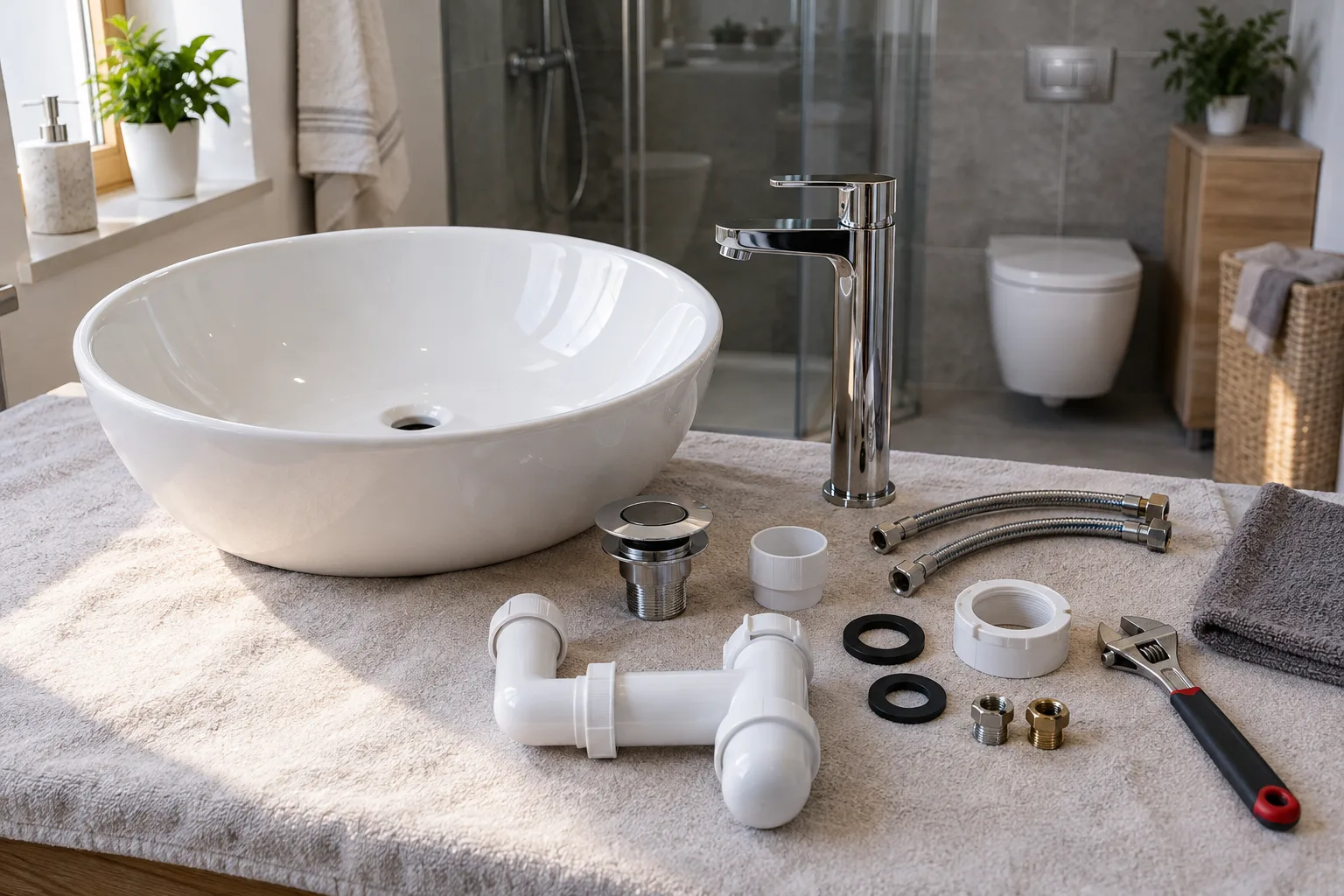 Lavabo, musluk ve gider parçalarının montaj öncesi hazırlanması