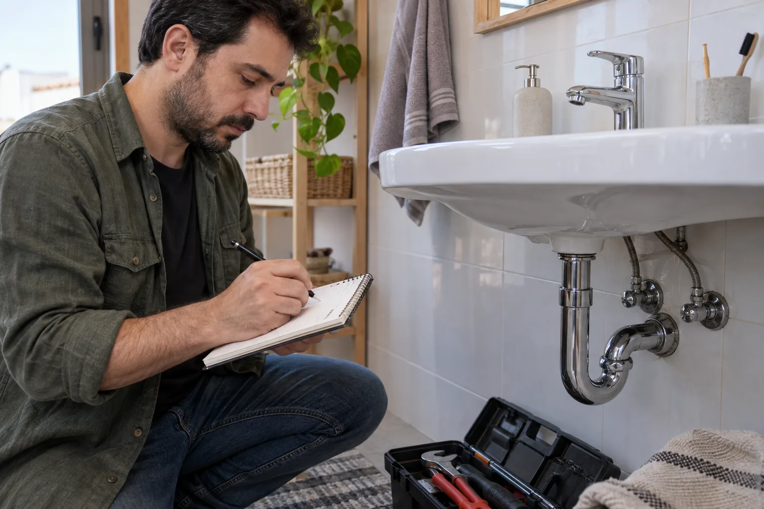 Lavabo yanında tekrar belirtilerini not alan kullanıcı